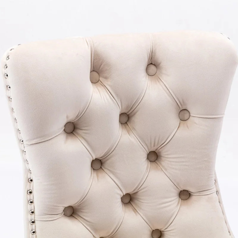 Modern Velvet Upholstered Dining Chair with Wood Legs,Set of 2