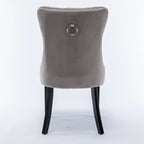 Modern Velvet Upholstered Dining Chair with Wood Legs,Set of 2