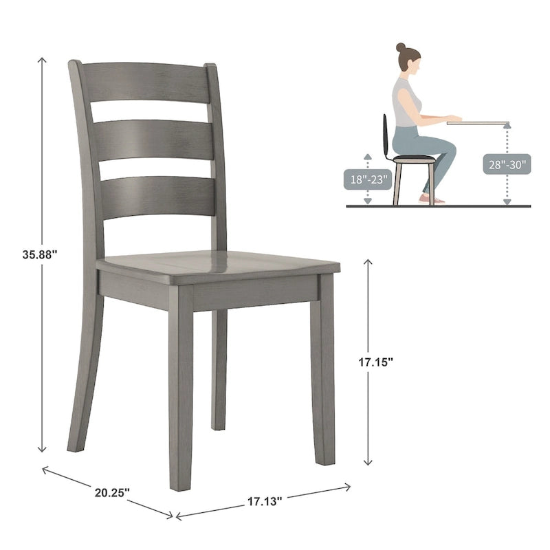Wilmington II Round Pedestal Base Antique Grey 5-Piece Dining Set by iNSPIRE Q Classic