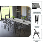 Menno Modern Acrylic Foldable Dining Chair with Sturdy Chrome Frame for Indoor Outdoor Events Party Office Kitchen