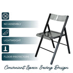 Menno Modern Acrylic Foldable Dining Chair with Sturdy Chrome Frame for Indoor Outdoor Events Party Office Kitchen