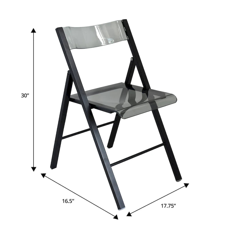 Menno Modern Acrylic Foldable Dining Chair with Sturdy Chrome Frame for Indoor Outdoor Events Party Office Kitchen