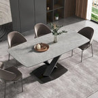 71 Modern Dining Table with Slate Stone Top and Metal Legs, Marble Dining Table