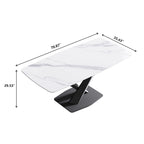 71 Modern Dining Table with Slate Stone Top and Metal Legs, Marble Dining Table