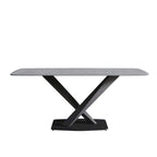 71 Modern Dining Table with Slate Stone Top and Metal Legs, Marble Dining Table