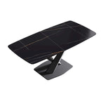 71 Modern Dining Table with Slate Stone Top and Metal Legs, Marble Dining Table