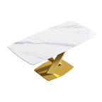 71 Modern Dining Table with Slate Stone Top and Metal Legs, Marble Dining Table