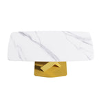 71 Modern Dining Table with Slate Stone Top and Metal Legs, Marble Dining Table