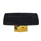 71 Modern Dining Table with Slate Stone Top and Metal Legs, Marble Dining Table