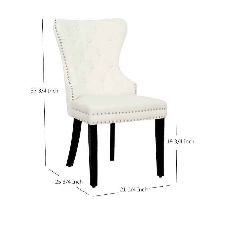 Grandview Tufted Wingback Dining Chair (Set of 4) with Nailhead and Ring Pulls
