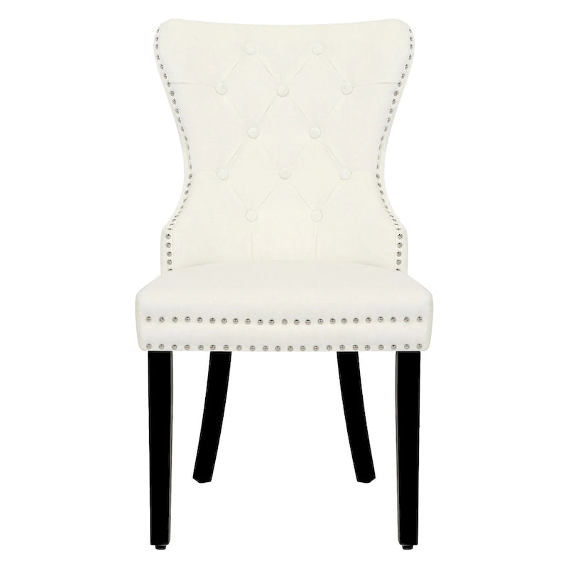 Grandview Tufted Wingback Dining Chair (Set of 4) with Nailhead and Ring Pulls