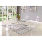 Somette Rectangular 5-Piece Glass Dining Set with Acrylic High-Back Side Chairs