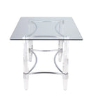 Somette Rectangular 5-Piece Glass Dining Set with Acrylic High-Back Side Chairs