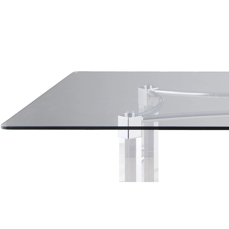 Somette Rectangular 5-Piece Glass Dining Set with Acrylic High-Back Side Chairs