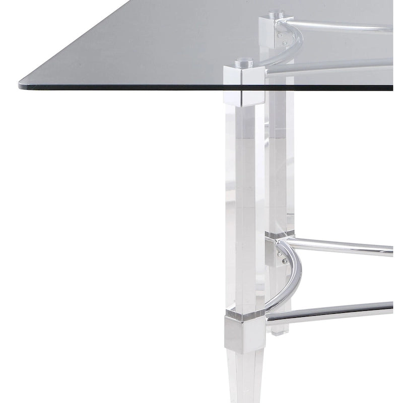 Somette Rectangular 5-Piece Glass Dining Set with Acrylic High-Back Side Chairs