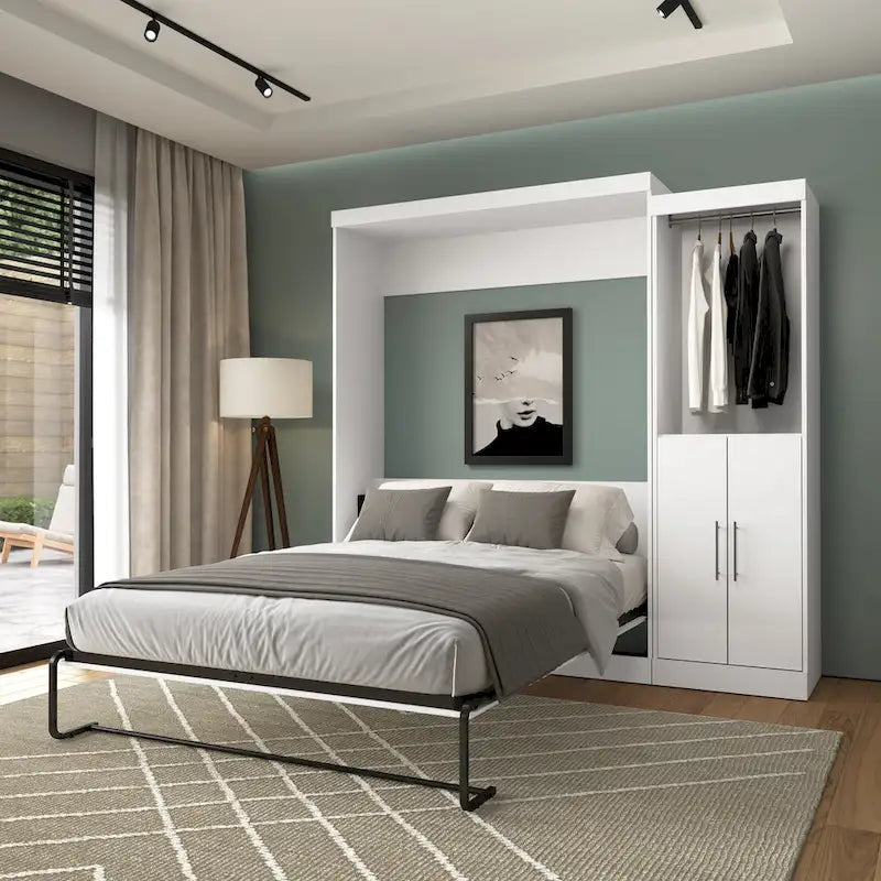 Nebula Queen Murphy Bed with Closet Organizer (90W) by Bestar