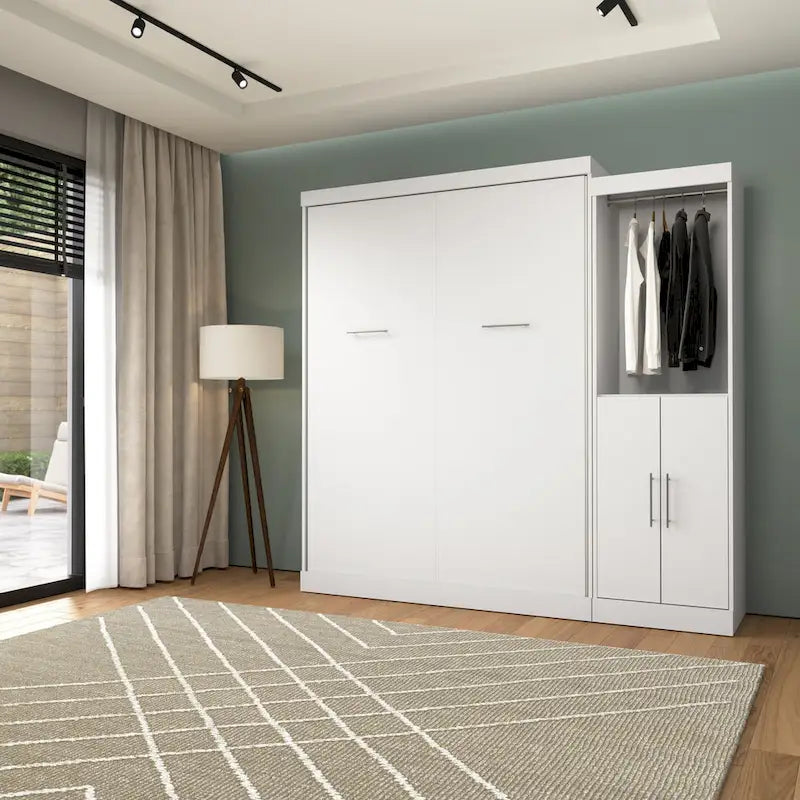 Nebula Queen Murphy Bed with Closet Organizer (90W) by Bestar