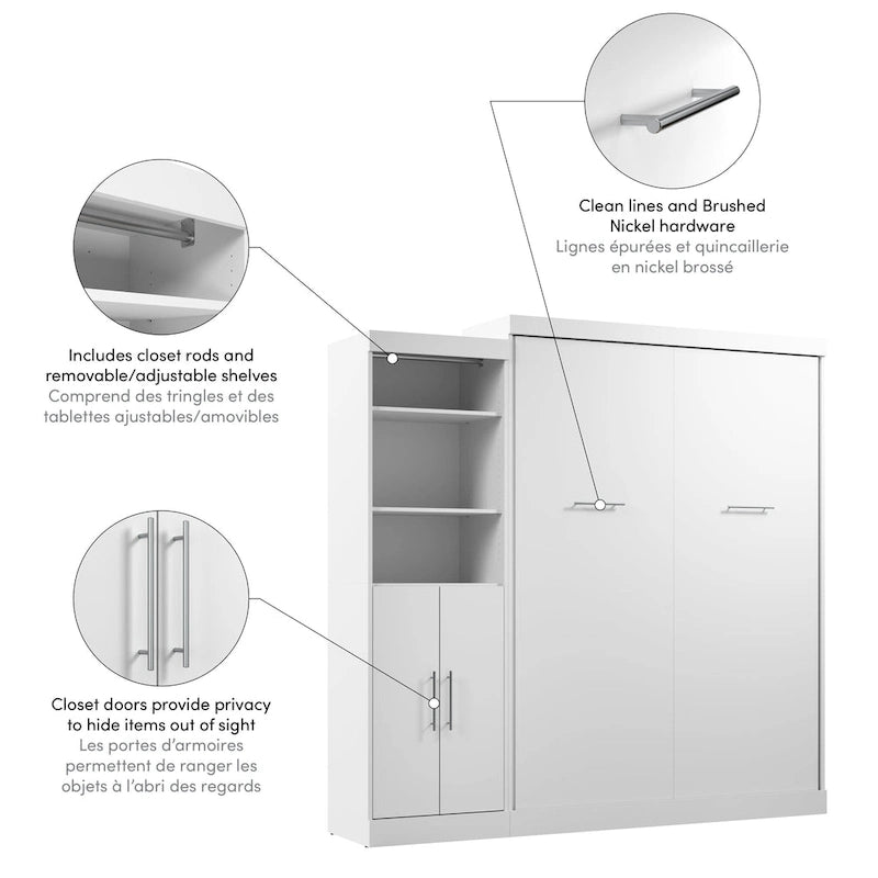 Nebula Queen Murphy Bed with Closet Organizer (90W) by Bestar