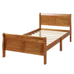 Twin Wood Platform Bed Frame Mattress Foundation Sleigh Bed with Headboard/Footboard/Wood Slat Support