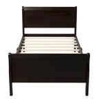 Twin Wood Platform Bed Frame Mattress Foundation Sleigh Bed with Headboard/Footboard/Wood Slat Support