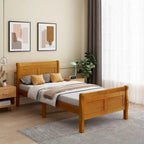 Twin Wood Platform Bed Frame Mattress Foundation Sleigh Bed with Headboard/Footboard/Wood Slat Support