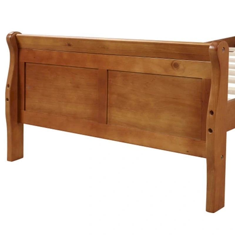 Twin Wood Platform Bed Frame Mattress Foundation Sleigh Bed with Headboard/Footboard/Wood Slat Support