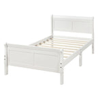 Twin Wood Platform Bed Frame Mattress Foundation Sleigh Bed with Headboard/Footboard/Wood Slat Support