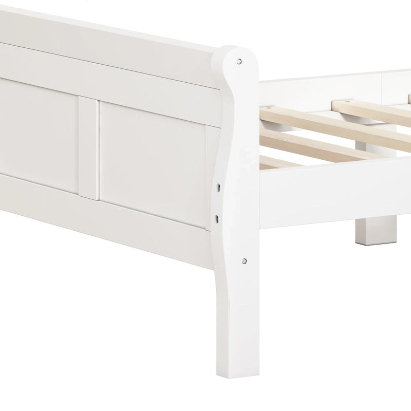 Twin Wood Platform Bed Frame Mattress Foundation Sleigh Bed with Headboard/Footboard/Wood Slat Support