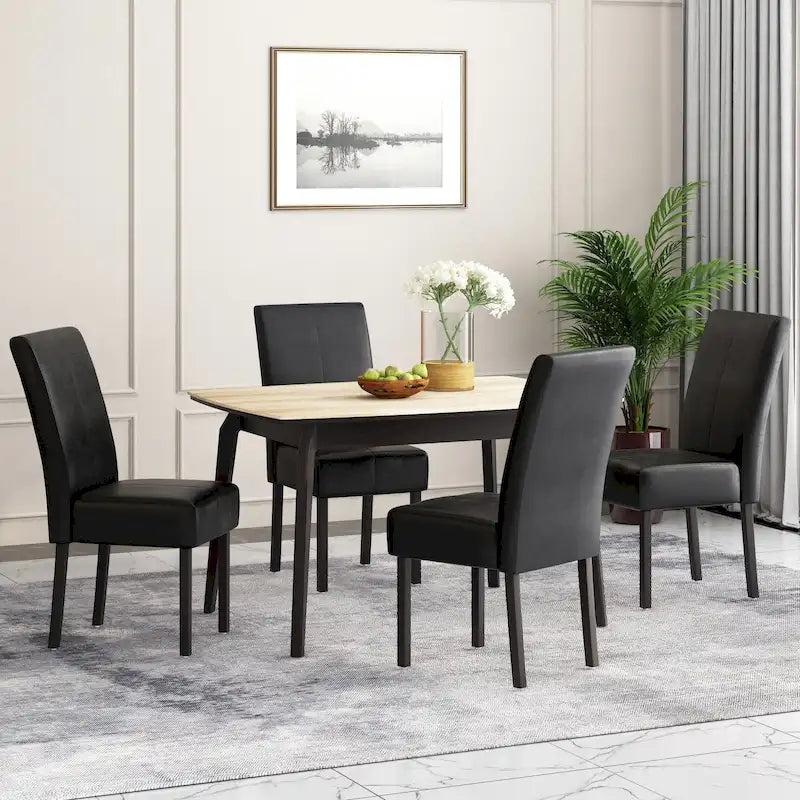 T-stitch Chocolate Brown Bonded Leather Dining Chair (Set of 4) by Christopher Knight Home