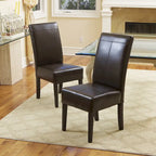 T-stitch Chocolate Brown Bonded Leather Dining Chair (Set of 4) by Christopher Knight Home