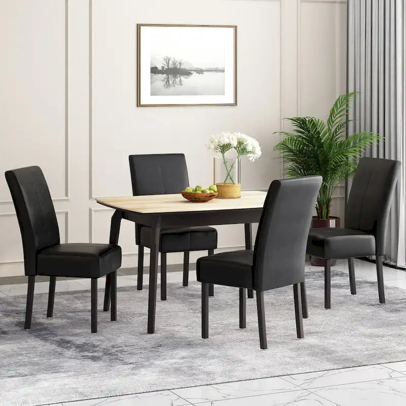 T-stitch Chocolate Brown Bonded Leather Dining Chair (Set of 4) by Christopher Knight Home