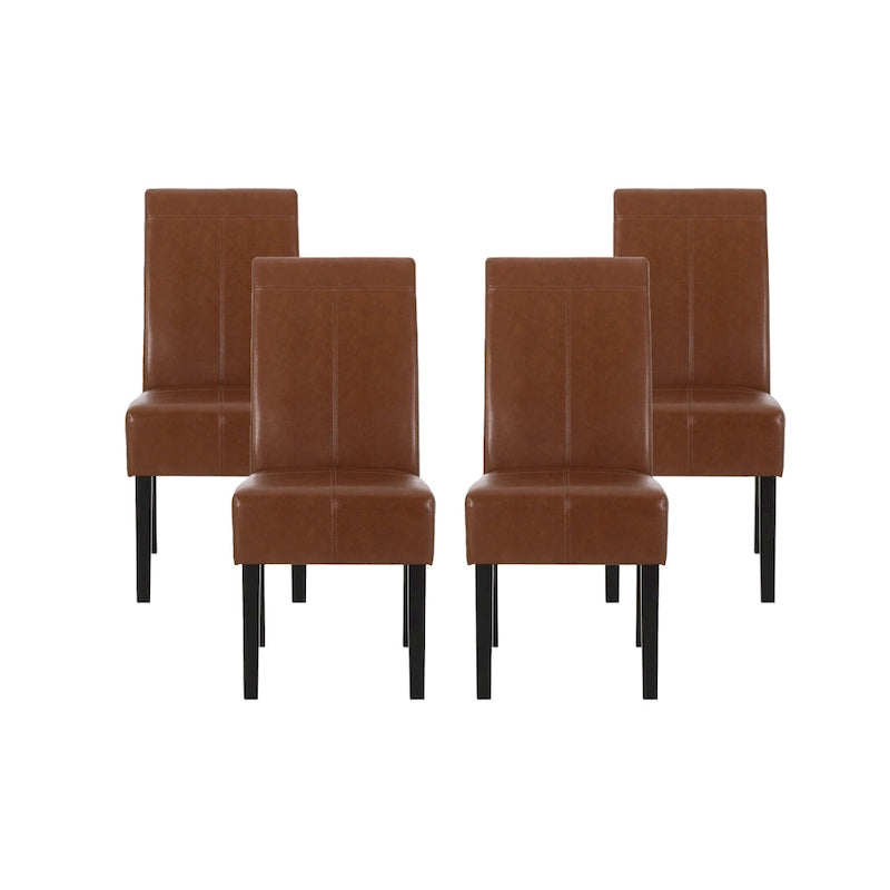 T-stitch Chocolate Brown Bonded Leather Dining Chair (Set of 4) by Christopher Knight Home