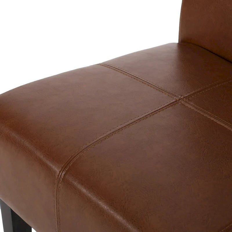 T-stitch Chocolate Brown Bonded Leather Dining Chair (Set of 4) by Christopher Knight Home