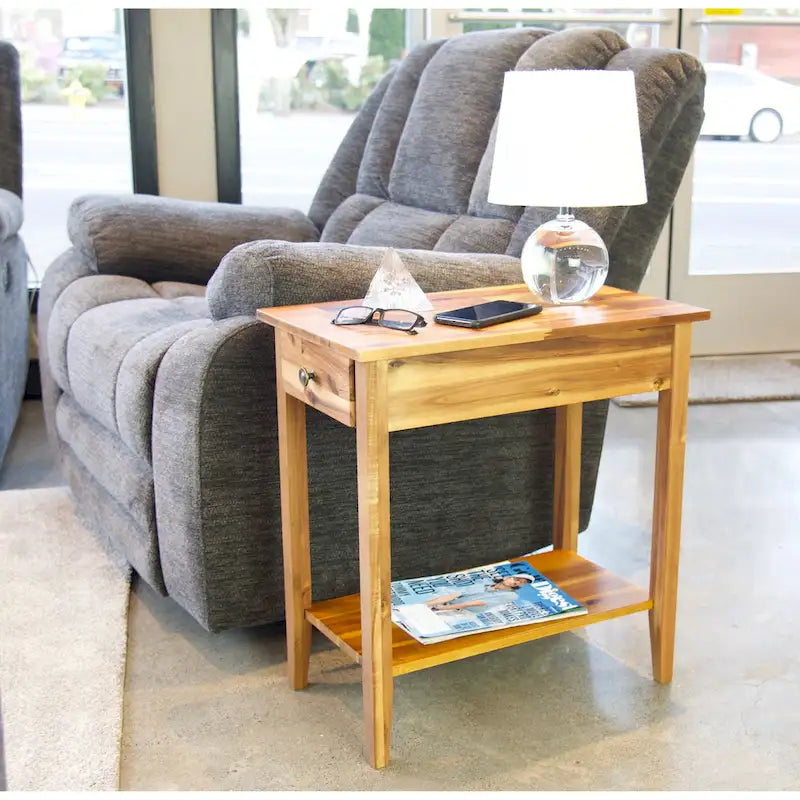 Porch & Den Holly Hill Solid Acacia Recliner End Table