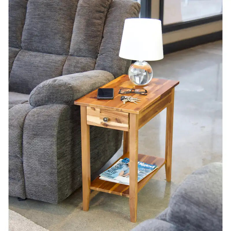 Porch & Den Holly Hill Solid Acacia Recliner End Table