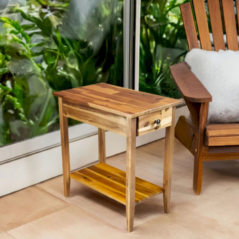 Porch & Den Holly Hill Solid Acacia Recliner End Table