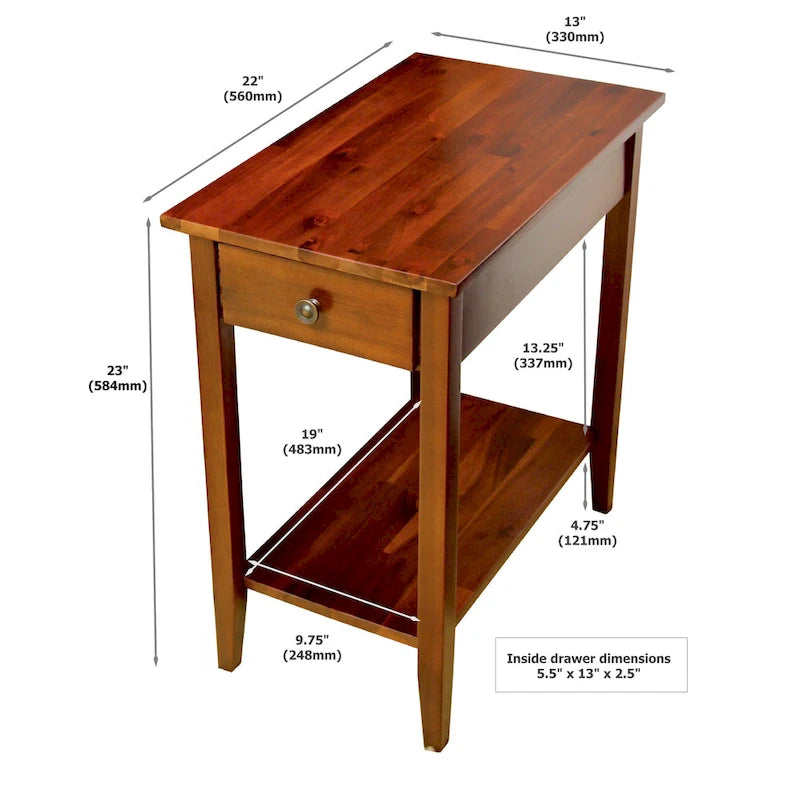 Porch & Den Holly Hill Solid Acacia Recliner End Table