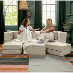 Porch & Den California King Convertible Sleeper Sofa and Ottomans