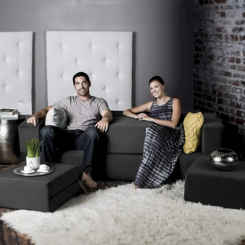 Porch & Den California King Convertible Sleeper Sofa and Ottomans