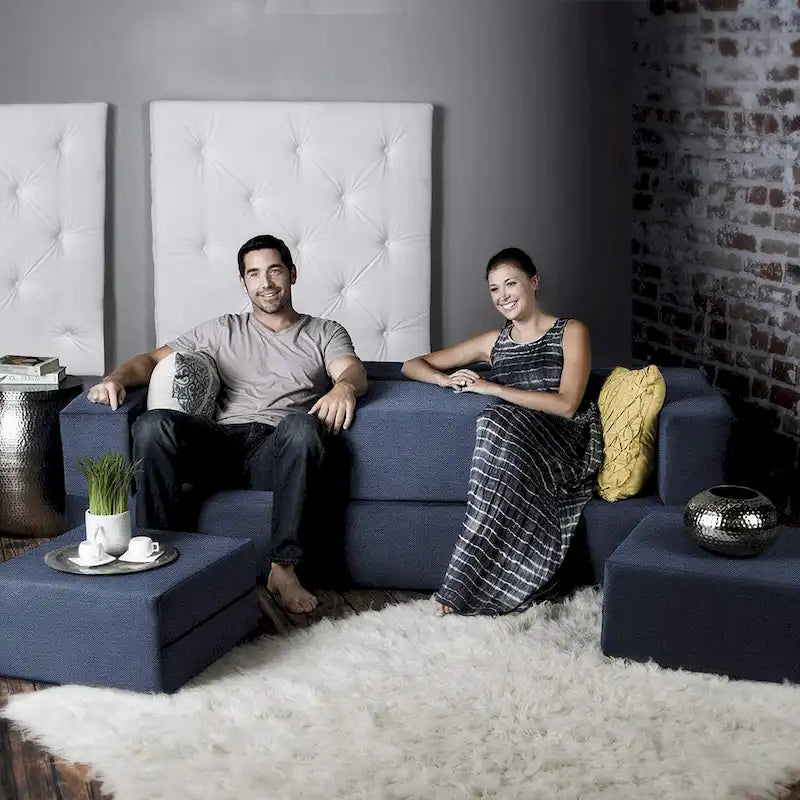 Porch & Den California King Convertible Sleeper Sofa and Ottomans