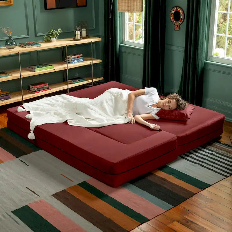 Porch & Den California King Convertible Sleeper Sofa and Ottomans