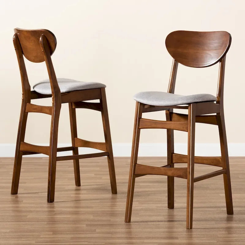 Katya Mid-Century Modern 2-Piece Bar Stool Set