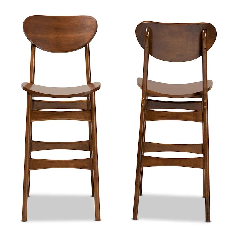 Katya Mid-Century Modern 2-Piece Bar Stool Set