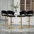 Set of 4 Bar Stool Adjustable Height with Swivel Seat