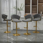 Set of 4 Bar Stool Adjustable Height with Swivel Seat