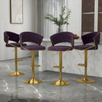 Set of 4 Bar Stool Adjustable Height with Swivel Seat