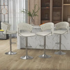 Set of 4 Bar Stool Adjustable Height with Swivel Seat