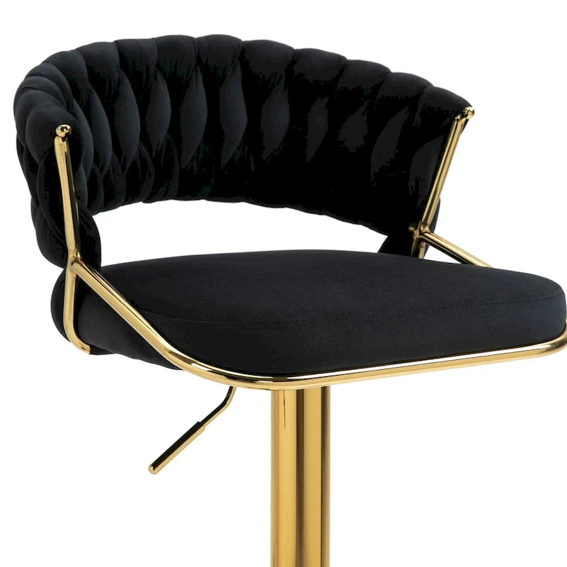 Set of 4 Bar Stool Adjustable Height with Swivel Seat