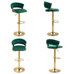 Set of 4 Bar Stool Adjustable Height with Swivel Seat