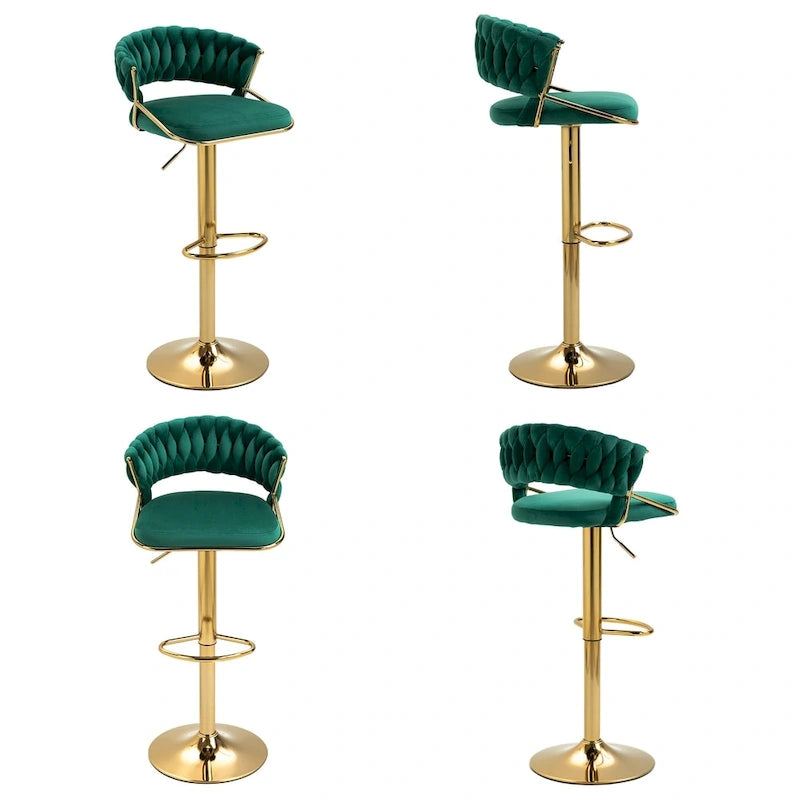 Set of 4 Bar Stool Adjustable Height with Swivel Seat
